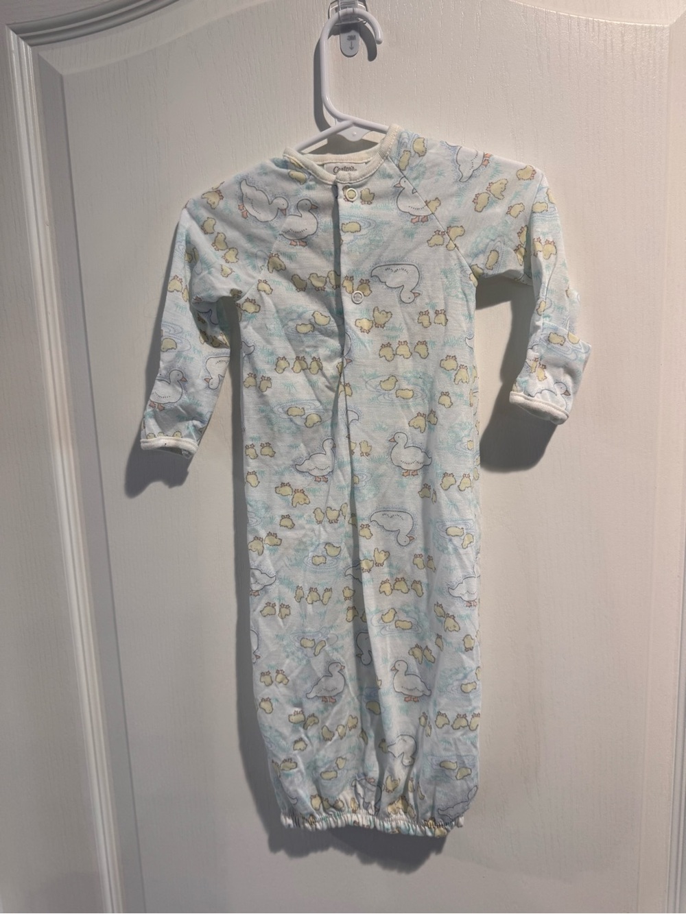 Vintage Carters Baby Sleeper Gown with Duck Print - Light Blue & Yellow